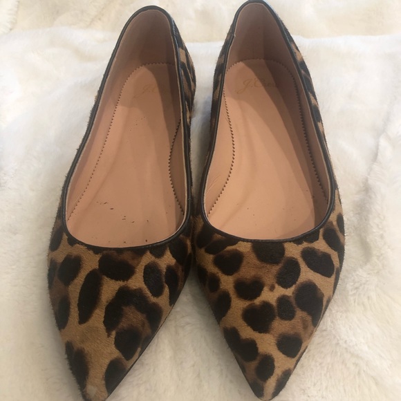 J.Crew Pointed-Toe Flats In Leopard Calf Hair-7 - Picture 4 of 4
